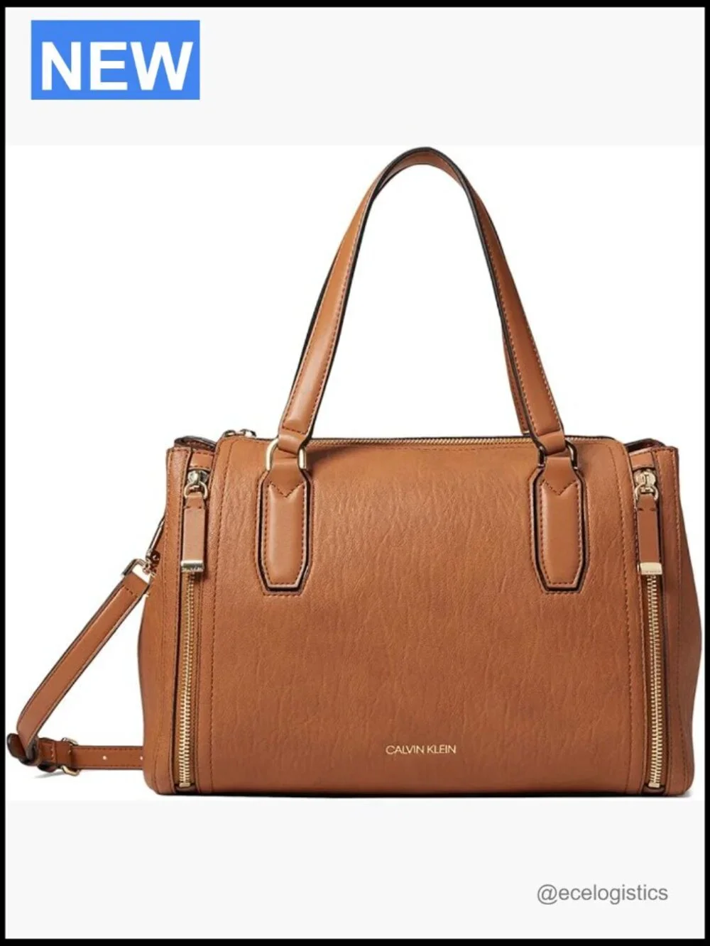 Vegan Leather Novelty Satchel with Crossbody Strap Zip Closure